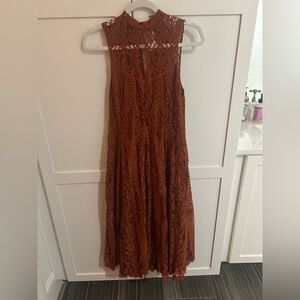 Free People copper lace midi dress XS